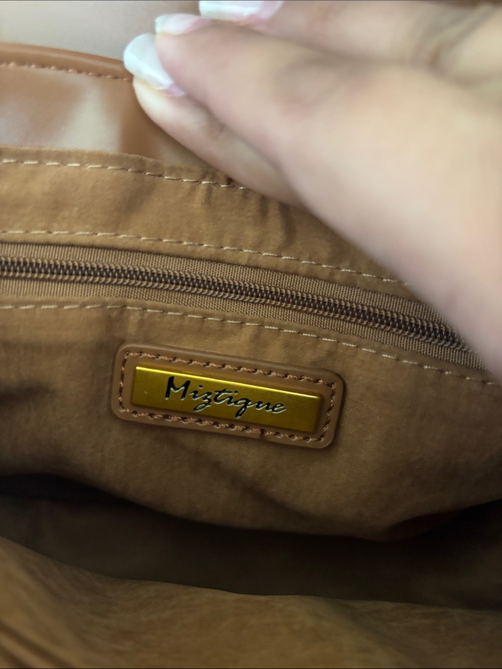 Miztique Tan Crossbody Bag with Gold Accent - Picture 5 of 5
